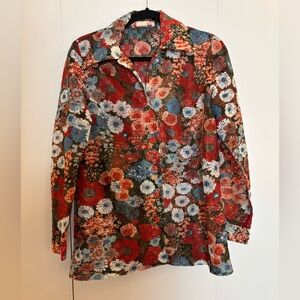 Vintage 1970s Peggy Lou floral button-up blouse artsy bohemian retro folk